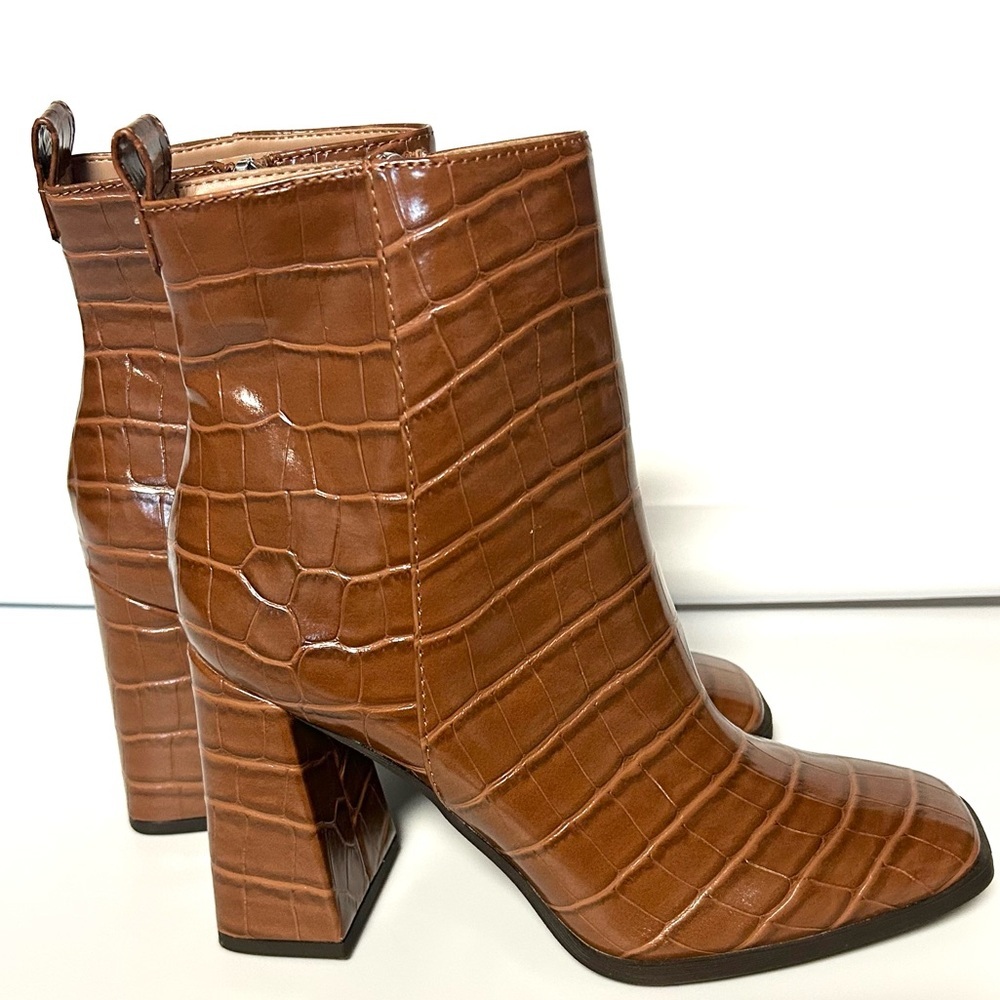 Circus NY by Sam Edelman Dark Mocha Croc Mid-calf Boots Size 7 NEW